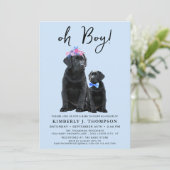Black Labrador Retriever Puppy Dog Boy Blue Einladung (Stehend Vorderseite)