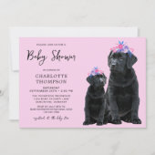 Black Labrador Retriever Puppy Pink Girl Einladung (Vorderseite)
