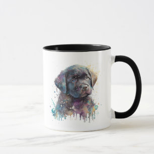 Black Labrador Retriever Puppy Watercolor AI Art Tasse