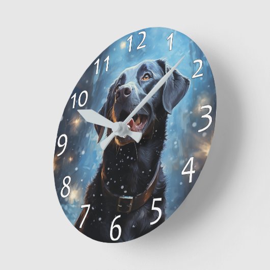 Black Labrador Retriever Runde Wanduhr (Winkel)