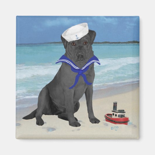 Black Labrador Retriever Sailor Magnet (Vorne)