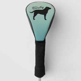Black Labrador Retriever Silhouette Custom Name Golf Headcover
