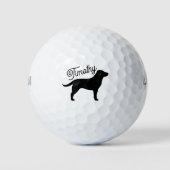 Black Labrador Retriever Silhouette Individuelle N Golfball (Vorderseite)