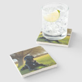 Black Labrador Retriever Stone Untersetzer (Seitenansicht)