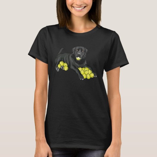 Black Labrador Retriever Tennis Ball Tennis Player T-Shirt (Vorderseite)