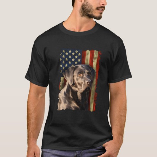 Black Labrador Retriever Usa Flag Black Lab T-Shirt (Vorderseite)