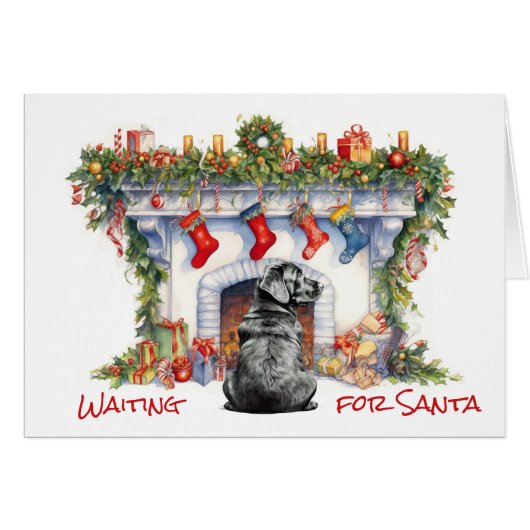 Black Labrador Retriever Warten Sie auf Santa (Vorderseite (Horizontal))
