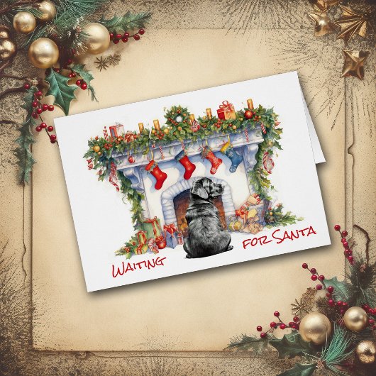 Black Labrador Retriever Warten Sie auf Santa