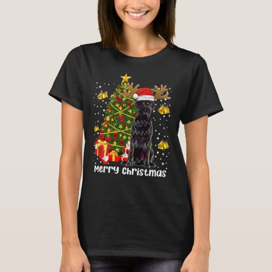Black Labrador Retriever Weihnachtsbaum Ligh T-Shirt (Vorderseite)