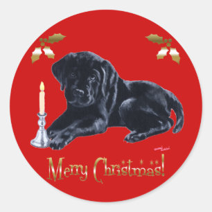 Black Labrador Retriever Weihnachtsgold Runder Aufkleber