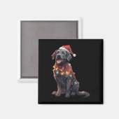 Black Labrador Retriever Weihnachtsmannmütze Chris Magnet (Vorderseite/Rückseite)