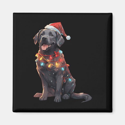 Black Labrador Retriever Weihnachtsmannmütze Chris Magnet (Vorne)