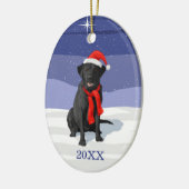 Black Labrador Retriever Weihnachtsmannmütze & Sca Keramik Ornament (Links)