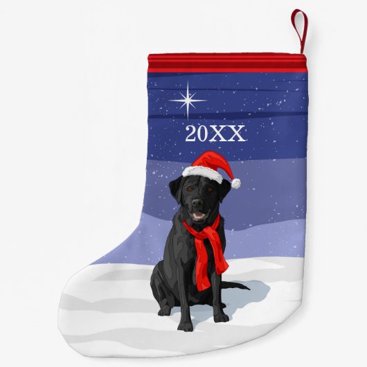 Black Labrador Retriever Weihnachtsmannmütze & Sca Kleiner Weihnachtsstrumpf (Rückseite)
