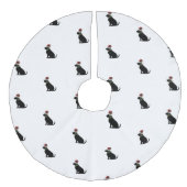 Black Labrador Retriever Weihnachtsmuster Leinenimitat Weihnachtsbaumdecke (Vorderseite)