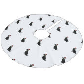 Black Labrador Retriever Weihnachtsmuster Leinenimitat Weihnachtsbaumdecke (Schrägansicht)