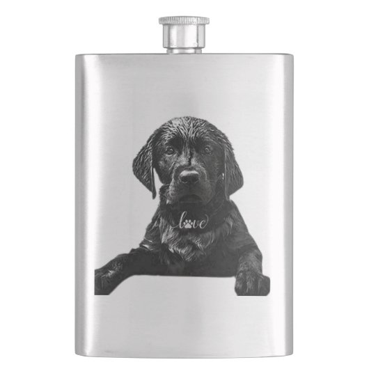 Black Labrador Retriever Welppy T - Shirt Throw Pi Flachmann (Vorderseite)