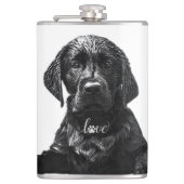 Black Labrador Retriever Welppy T - Shirt Throw Pi Flachmann (Vorderseite)