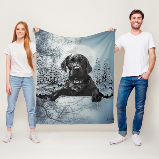 Black Labrador Retriever Welppy T - Shirt Throw Pi Fleecedecke (Beispiel)