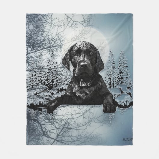 Black Labrador Retriever Welppy T - Shirt Throw Pi Fleecedecke (Vorderseite)