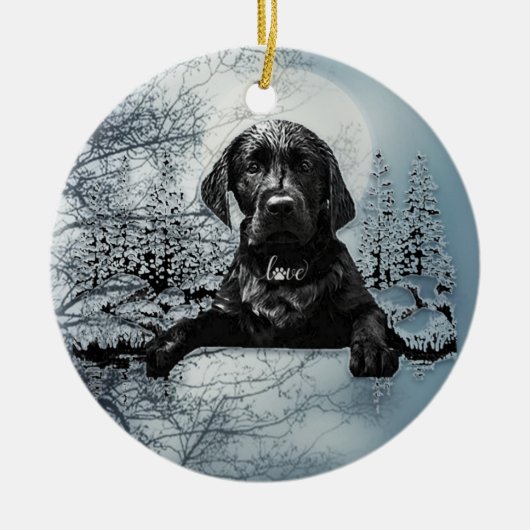 Black Labrador Retriever Welppy T - Shirt Throw Pi Keramik Ornament (Vorne)