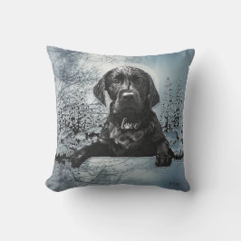 Black Labrador Retriever Welppy T - Shirt Throw Pi Kissen