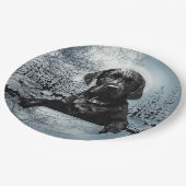 Black Labrador Retriever Welppy T - Shirt Throw Pi Pappteller (Schrägansicht)