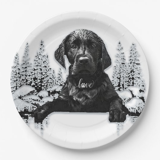 Black Labrador Retriever Welppy T - Shirt Throw Pi Pappteller (Vorderseite)