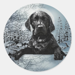 Black Labrador Retriever Welppy T - Shirt Throw Pi Runder Aufkleber