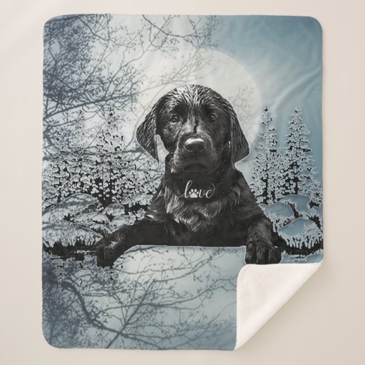 Black Labrador Retriever Welppy T - Shirt Throw Pi Sherpadecke (Vorderseite)