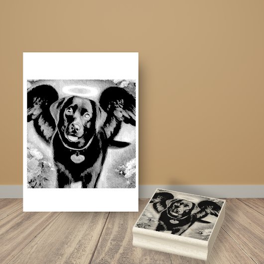 Black Labrador Retriever Wings Pet Loss Gummistempel