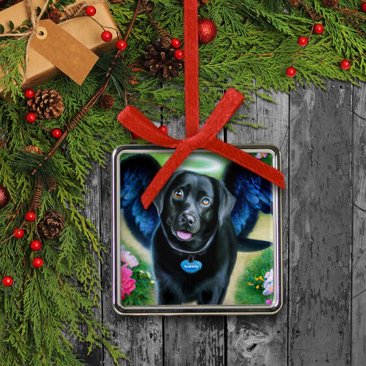 Black Labrador Retriever Wings Pet Loss Ornament Aus Metall