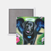 Black Labrador Retriever Wings Pet Memorial Magnet (Vorderseite/Rückseite)