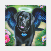 Black Labrador Retriever Wings Pet Memorial Magnet (Vorne)