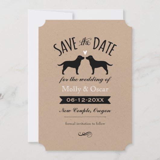 Black Labrador Retrievers Hochzeit Sichern Sie das Save The Date (Vorderseite)