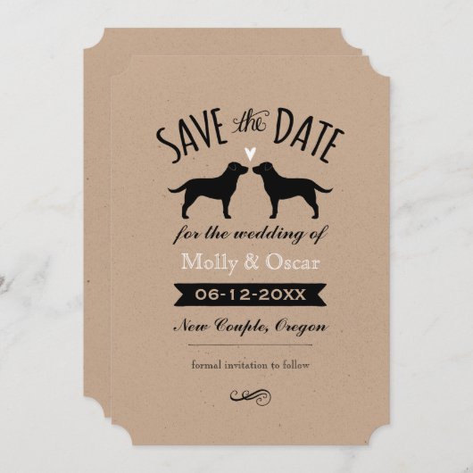 Black Labrador Retrievers Hochzeit Sichern Sie das Save The Date (Vorne/Hinten)