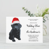 Black Labrador Santa Dog Frohe Weihnachten Einladung (Stehend Vorderseite)