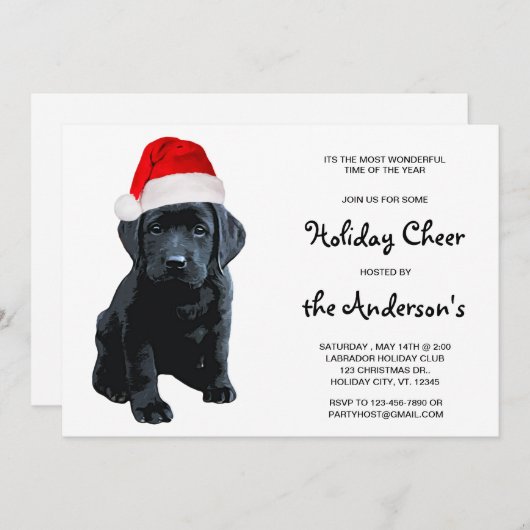 Black Labrador Santa Dog Frohe Weihnachten Einladung (Vorne/Hinten)