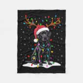 Black Labrador Santa Hat Reindeer Tree Lights Chri Fleecedecke (Vorderseite)