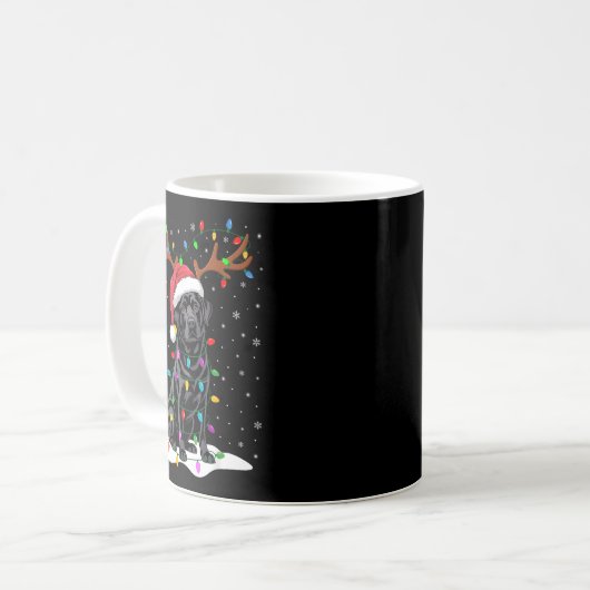 Black Labrador Santa Hat Reindeer Tree Lights Chri Kaffeetasse (Vorderseite Links)
