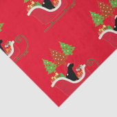 Black Labrador Silhouette Christmas Sleigh Red Seidenpapier (Detail)