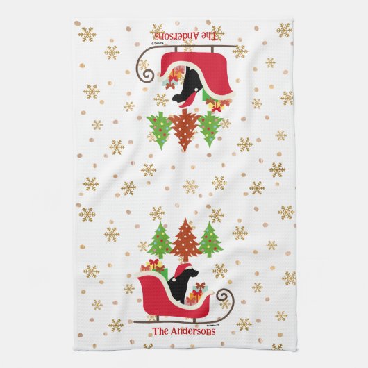 Black Labrador Silhouette Weihnachten Geschirrtuch (Vertikal)