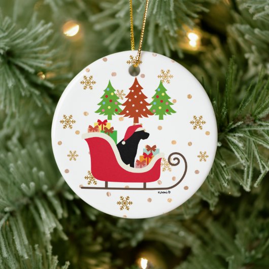 Black Labrador Silhouette Weihnachten Keramik Ornament (Baum)