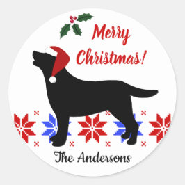 Black Labrador Silhouette Weihnachten Runder Aufkleber