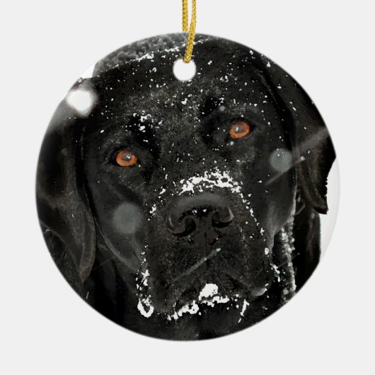 Black Labrador - Snow Globe Keramik Ornament (Vorne)