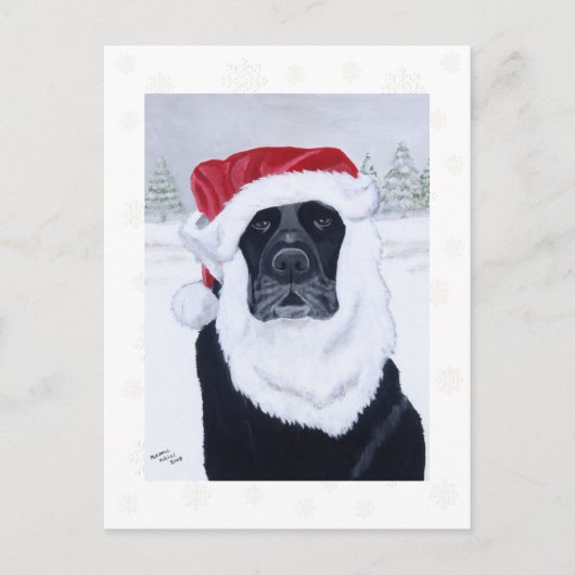 Black Labrador Snowflakes Weihnachtskarten Feiertagspostkarte (Vorderseite)