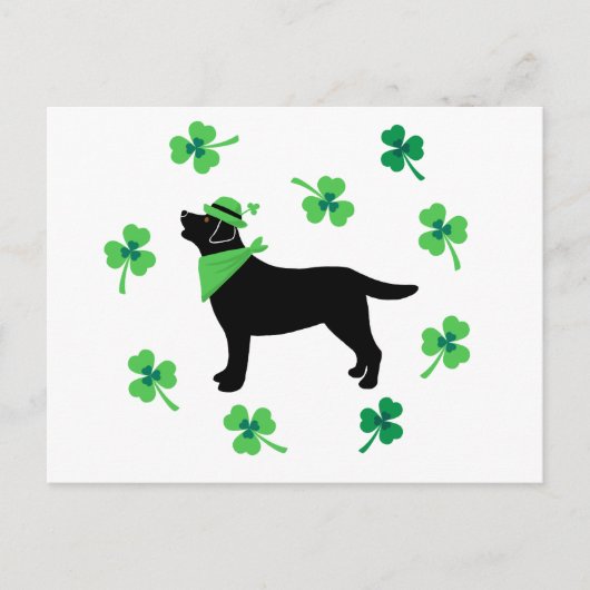 Black Labrador St. Patrick's Day Kleeblatt Blätter Postkarte (Vorderseite)