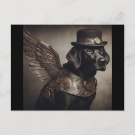 Black Labrador Steampunk Postkarte