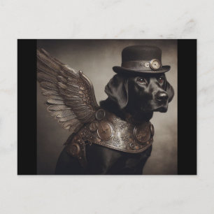 Black Labrador Steampunk Postkarte