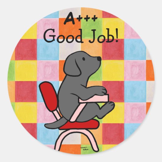 Black Labrador Student 1 Prämienaufkleber Runder Aufkleber (Vorderseite)